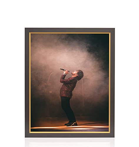 rahmengalerie24 Cadre photo 61 x 91,5 cm New Elegance (format poster) Cadre noir doré en bois acrylique sans passe-partout Cadre photo amovible pour photo ou images MDF Cover