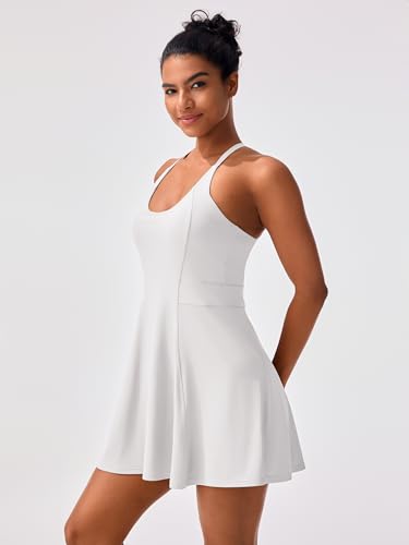 Image of Persit Womens Tennis Dress with Adjustable Straps & Built-in Bra & Shorts Workout Athletic Golf Exercise Dress