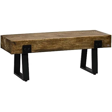 HOMCOM Garden Bench with Metal Legs Cover