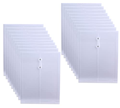 Transparente Poly-Umschläge in Briefgröße mit Schnurverschluss, 20 Stück Kunststoff-Umschlagmappen mit Öffnung oben Cover