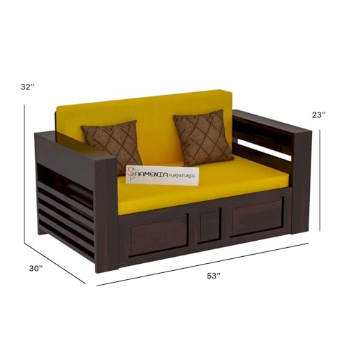 Image of Mamta Furniture Solid Wood Foster 2 Seater Sofa Cum Bed for Living Room | Two Seater Queen Size Sofa Bed for Home | Sofa Com Bed | Sheesham Wood Walnut