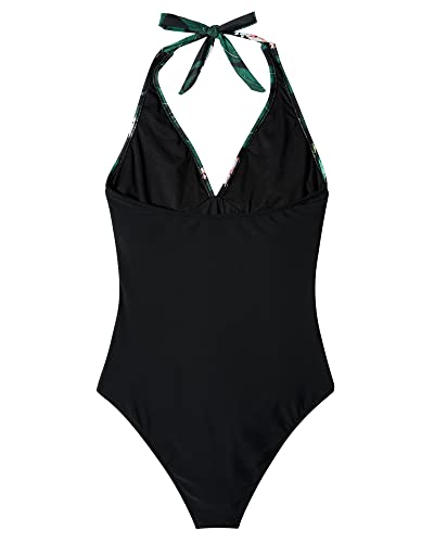 Image of SUUKSESS Women Sexy Tummy Control One Piece Swimsuits Halter Push Up Bathing Suits