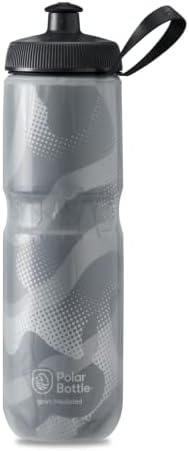 Polar Bottle Sport Insulated Water Bottle - BPA-Free, Sport & Bike Squeeze Bottle with Handle (Contender - Charcoal & Silver, 24 oz)