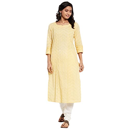 Image of Fabindia Women Cotton Pintuck Hand Block Printed Long Kurta White