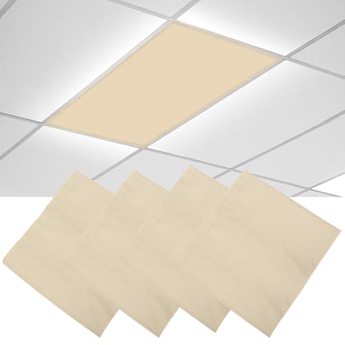4 Pcs Fluorescent Light Covers, 4 x 2 Feet Magnetic Light Covers for Ceiling Lights Shade Panel, Drop Ceiling Light Filters Covers for Office Classroom School Home, Polyester Fabric Material