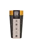 Circular and Co Kaffeebecher 340 ml - Weltweit erster, aus Einweg Pappbechern recycelter Thermobecher, Coffee to go Becher, auslaufsicherer Trinkbecher mit 360° Trinkrand in Gelb-Schwarz