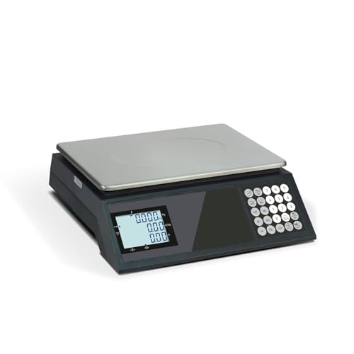 Balance Poids/Prix Homologuée avec Vignette Verte pour le Marché - Portée 15/30 kg, Précision 5/10 g - Carnet Métrologique et Plateau Inox