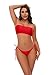 Kepblom Women's Thong Bikini Bottoms: String Tie Side Bathing Suit Bottoms, Red, L
