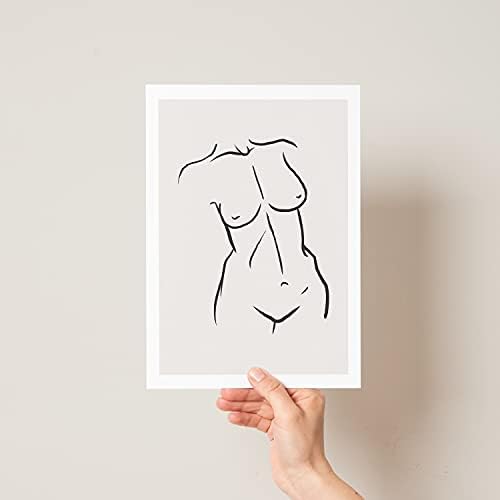 Pompom Prints - 6 Pack Abstract Woman Line Art Poster Minimalist Wall Art Prints Modern Black White Female Face Art Drawing Paintings for Bedroom Living Room Office [Frames NOT Included] (A2)