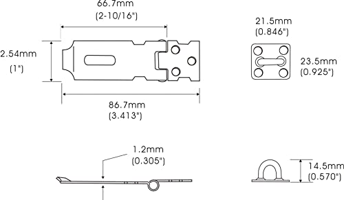 Image of QCAA Safety HASP with Fixed Staple Steel Construction 2-1 /2 inch Inch, Black, 2 Pack, Made in Taiwan