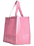 Gift Expressions Grocery Tote Bag | 10 Pack | Pink | Large Gift Reusable Eco Friendly Stand Up Botto