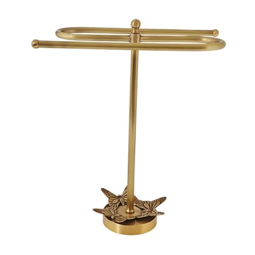 perfk Porte-serviettes en forme de S, support de comptoir, barre porte-serviettes multifonctionnelle à double barre pour meuble-lavabo, toilettes à poser