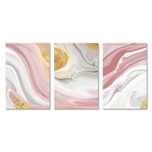 Affiches pour chambre de fille et salon à décorer avec un triptyque géométrique gris et rose