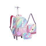 Kit Mochila Rodinha 360 Juvenil Holografica Colorida Meninas (ROSA)