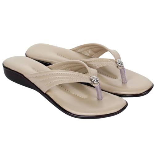Image of Km Footwear Flat Slipper Sandals for Women Girls Casual Simple and Attractive Flats for Ladies with Padded Bottom