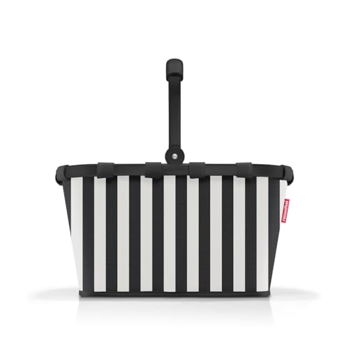 reisenthel Carrybag, cestino per la spesa stabile con molto spazio e pratica tasca interna, design elegante e impermeabile, Strisce estive nere, Einheitsgröße, moderno