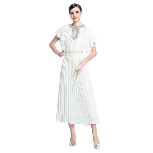 Jupe longue plissée femme perles fait main jupe maxi chic