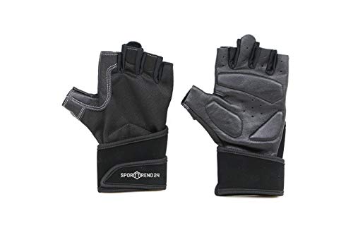 Sporttrend 24 - Trainingshandschuhe mit Handgelenkstütze in den Größen S, M, L, XL und XXL | Fitnesshandschuhe Sporthandschuhe Radhandschuhe Übungshandschuhe (Schwarz, M) Cover