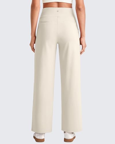 Image of G4Free EverGoing Wide Leg Ankle Pants for Petite Women with Pockets Stretch | Moisture Wicking, 4-Way Stretch, 7 /8 Ankle Length, Faux Fly Detail, Faux Back Pockets, Yoga To Casual Wear