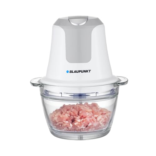 Blaupunkt Chopper 450W – 1.2L Glass Bowl, 2 Speed Settings, Stainless Steel Blades, Chops Vegetables, Meat, Nuts & Ice, Egg Whisking Attachment, BPA-Free Body, Easy Clean Design