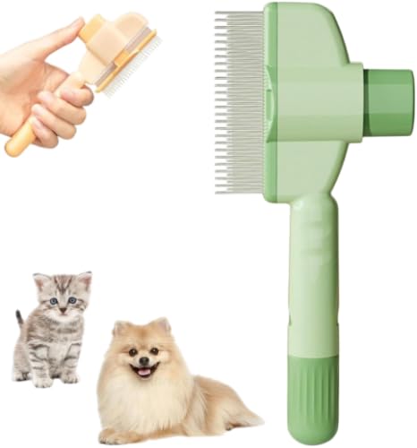 ZYEKIU 2 Pcs Detangling Tool for Pet Hair Self-Cleaning Pet Flea Comb Grooming Comb with Long and Short Stainless Steel Teeth for Detangling Fur Combing Knots