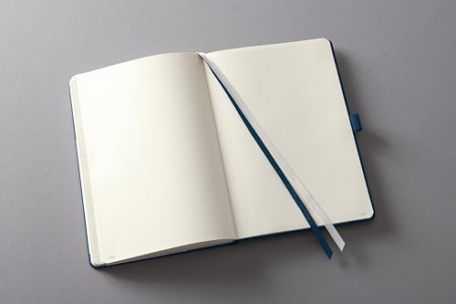 SIGEL CO685 Premium Notizbuch A5 blanko blau, Hardcover, 194 nummerierte Seiten, nachhaltiges Papier, mit Inhaltsverzeichnis, Stiftschlaufe, Falttasche, Gummibandverschluss, Conceptum