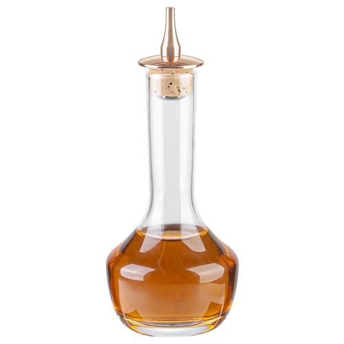 Restaurantware RWG0042CP Bar Lux 3.5 Ounce Bitters Bottle 1 Professional Grade Bitter Glass - With Copper-Plated Dasher Top cover