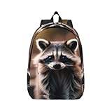 perangg Bonita mochila versátil de mapache para laptop, viajes y trabajo, bolsa de lona ligera para hombres y mujeres, Negro -, M