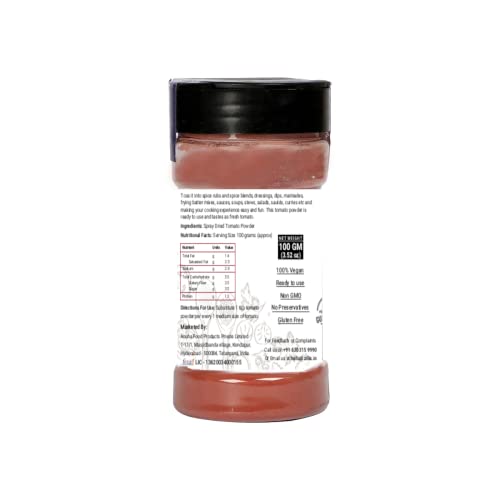 Zilli's Tomato Powder, Tamatar Ka Powder 10.58 Oz (100G X 3 =300G), For Cooking, Baking, Skin, Face, Hair | Indian Spice No Preservatives, Vegan, Gluten Free | Tomate En Polvo | Longer Shelf Life | Store In Refrigerator #TOP4