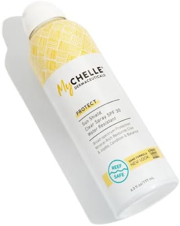 MyChelle Dermaceuticals Sun Shield Clear Spray SPF 30 (6 Fl Oz) - Liquid Zinc Sunscreen Spray with Bentonite Clay and Jojoba - Balances Oil Levels and Conditions Skin - Water Resistant for 80 Minutes
