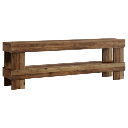 Image of Softa 59 Inch Entryway Bench with Shoe Storage Shelf, 2-Tier Shoe Seat with 3.35 Inch Thickened Top, Long Farmhouse End of Bed Bench for Bedroom, Hallway, Living Room or Dining Room