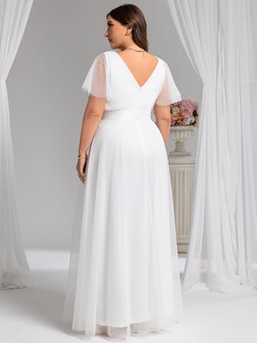 Ever-Pretty Women's Double V-Neck Empire Waist Front Wrap Plus Size Evening Dress 079622