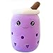 Boba Stofftier Plüschkissen Weiches lebensechtes Bubble Pearl Milk Tea Kuschelkissen Cartoon Plüsch Rückenkissen Geschenk Spielzeug (Purple-Big Eyes, 50cm/19.68inch)