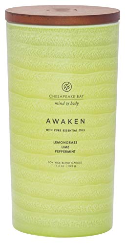 Chesapeake Bay Candle Mind & Body Serenity Scented Candle, Awaken with Pure Essential Oils (Lemongrass, Lime, Peppermint), Large