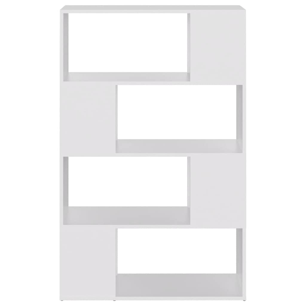 Bücherregal Raumteiler Weiß Holzwerkstoff 80x24x124,5 cm mit 4 Fächern, Stauraum für Bücher, Zeitschriften, Multimediageräte, Büroregal, Wandregal, Ordnung im Raum