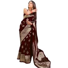 Mirraw Women's Maroon Art Silk Banarasi Saree | Soft Jacquard Zari Work Festive Wear | Designer Party Wear Saree with Unstitched Blouse