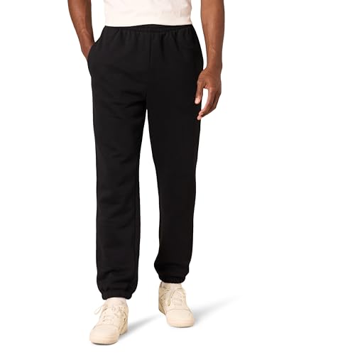 Amazon Essentials Men's Polarowe spodnie dresowe ze ściągaczem (dostępne w wersjach Big i Tall), Czarny, M