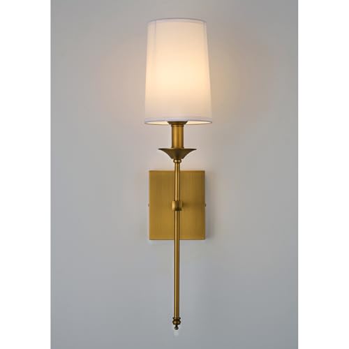 Image of Hardwired Wall Sconces Set of 2, Mid Century Candlestick Style Wall Mounted Sconce with Pure White Cylindrical Shade and Long Slim Stem,for Bathroom Bedroom Living Room