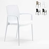  Produce Shop Sedie Poltrona Poly Rattan Braccioli per Giardino Bar Ristorante Boheme Grand Soleil - Bianco