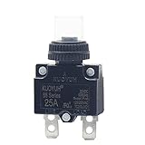 KUOYUH USA 25 Amp 88 Series Quick Connect Terminals Push-to-Reset Thermal Circuit Breaker with Transparent Waterproof Button Dust Cover (1 Pack)