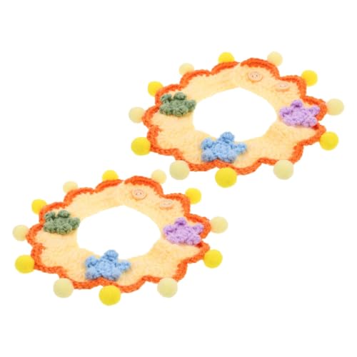 Abaodam 2pcs Adjustable Knitted Collar Stylish Woven Crochet Neck Decoration for Small Pets Fashionable Accessory for Kittens and Puppies Neck