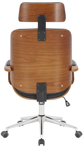 Sedia Da Ufficio Dayton Finta Pelle I Sedia Da Scrivania Con Poggiatesta I Sedia Girevole A 360° Regolabile, Colore:noce/nero - Sedia gaming - Immagine 8