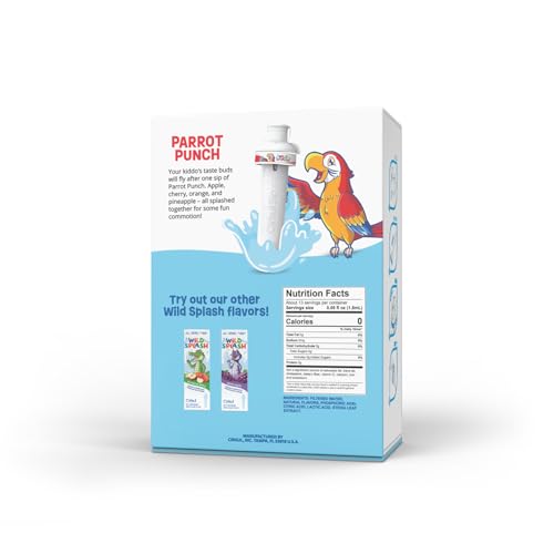 Cirkul 16oz. BPA-Free Plastic Water Bottle Starter Kit with Blue Lid, 1 Flavor Cartridge (Wild Splash Parrot Punch) Zero Calories and No Sugar