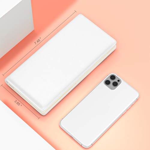 Wallet Women, Cute RFID Blocking Credit Card Holder for Women, Slim Thin Leather Bifold Ladies Purse, Clutch Billfold Card Holder Wallets with 11 Card Slots & ID Window, Ivory White2