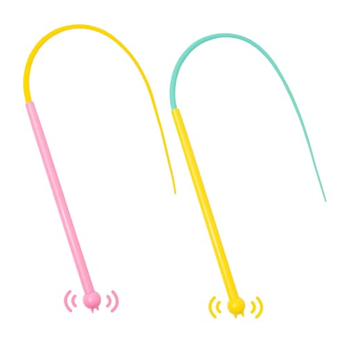 Cinsersr 2 Stück Twiggle Tail Katzenspielzeug,Twiggle Tail,Katzenangel Lang,Silikon Teaser-Zauberstab für Katzen,Tragbares Haustierspielzeug Zum Erkunden,für Indoor-Katzenspielübungen 80cm