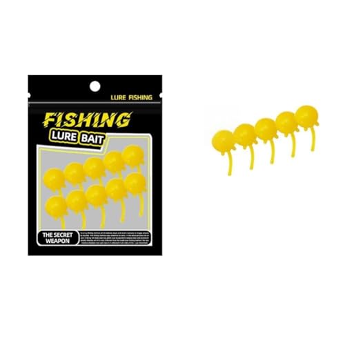 FACAIIO Biological for Soft Bead Leurre pour pêche dynamique Teasing Silicone 4mm/6mm/10mm Jaune ou Rouge Lot de 10/30/50
