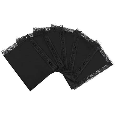 Houlife Black Handkerchiefs - Funeral Lace Ladies Handkerchief, Small Hankerchieves Ladies, Embroidered Lace Hankies, 100% 60S Cotton Womens Floral Hankies, 6/12 Pieces, 25x25cm/10x10’’ Cover