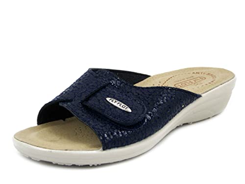 Fly Flot Ciabatte Donna in Eco Pelle Blu, Chiusura...