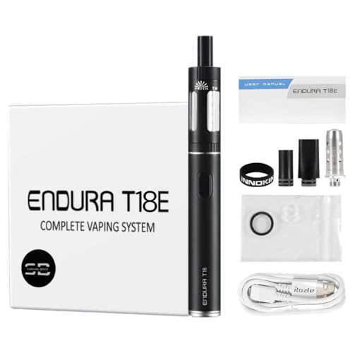Innokin Endura T18E Vape Pen Kit [Gunmetal] - Available in 8 colours - Micro USB Cable 1000mAh Battery 14W 2ml Top Fill - Compatible with Endura T18E Prism Tank & T18/T22 Coils - No Nicotine