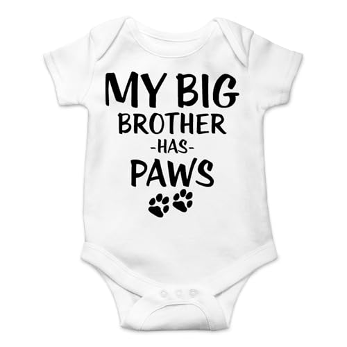 Image of AW Fashions My Big Brother Has Paws Baby Bodysuit Cute Funny Newborn Outfit Adorable Clothes Girl Romper
